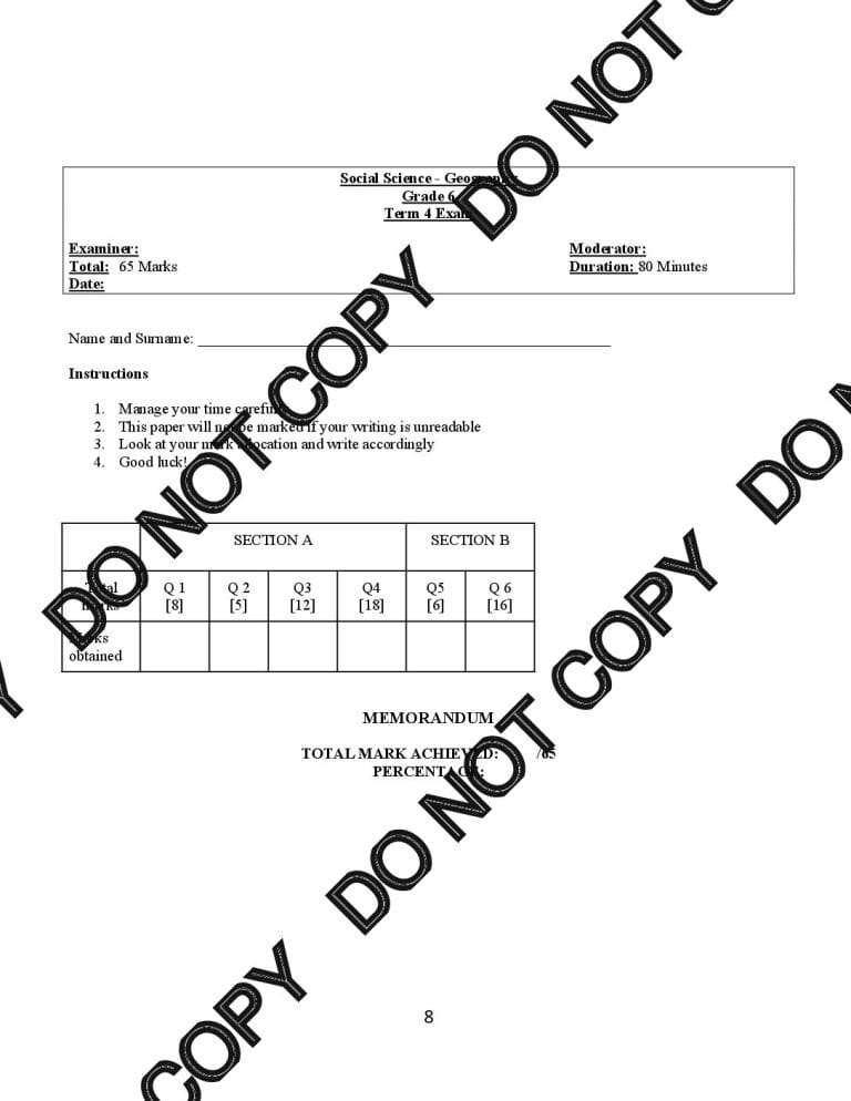 grade 6 geography exam papers and memos pdf term 4 2024