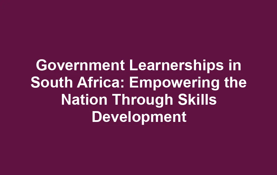 Government Learnerships in South Africa: Empowering the Nation Through Skills Development